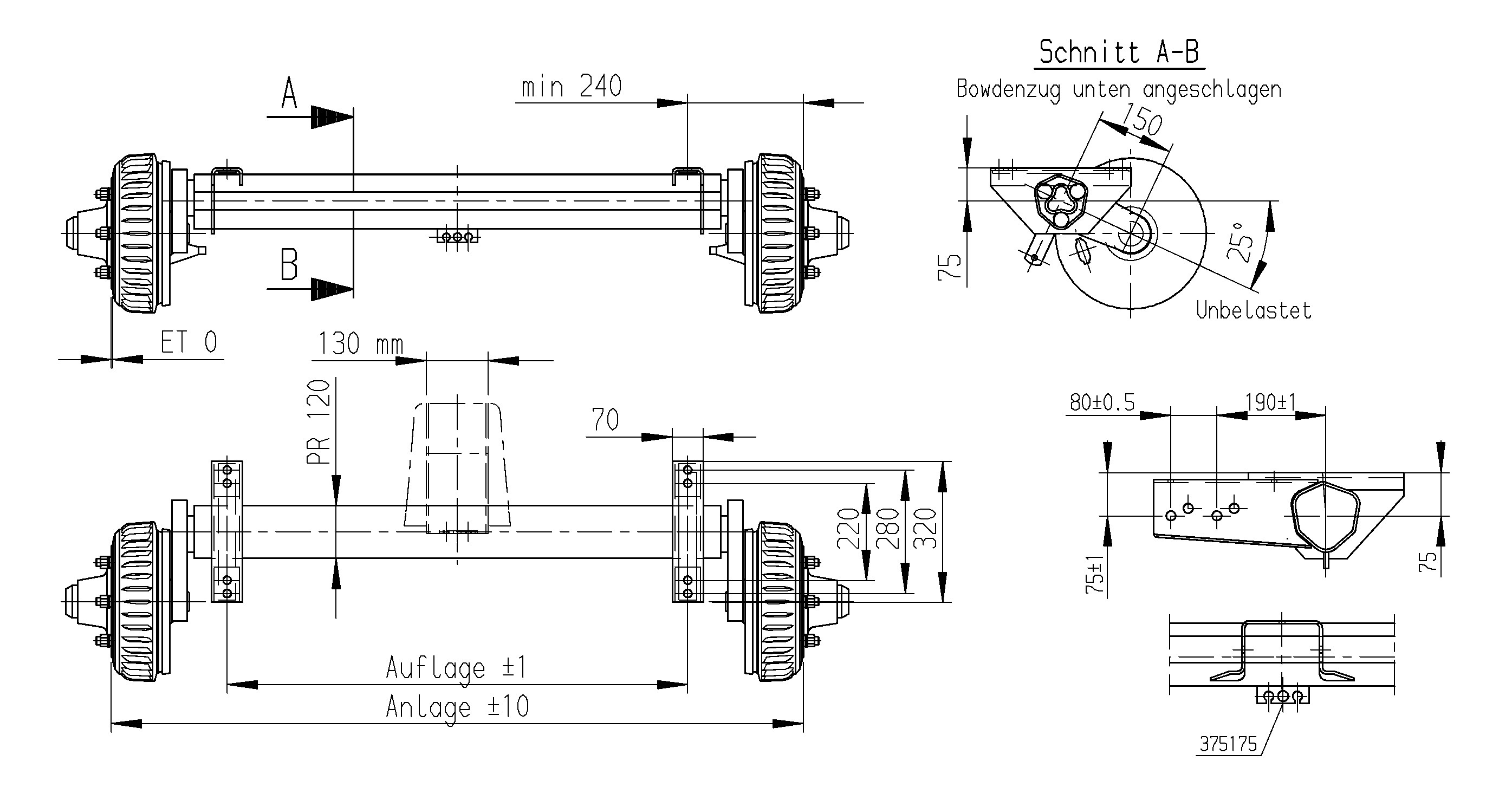 3500 KG FRENLİ TORSİYON DİNGİL 205x6 AL-KO