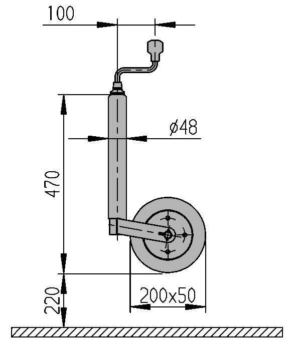 ÖN DESTEK TEKERİ ÇELİK 150 KG 48MM AL-KO